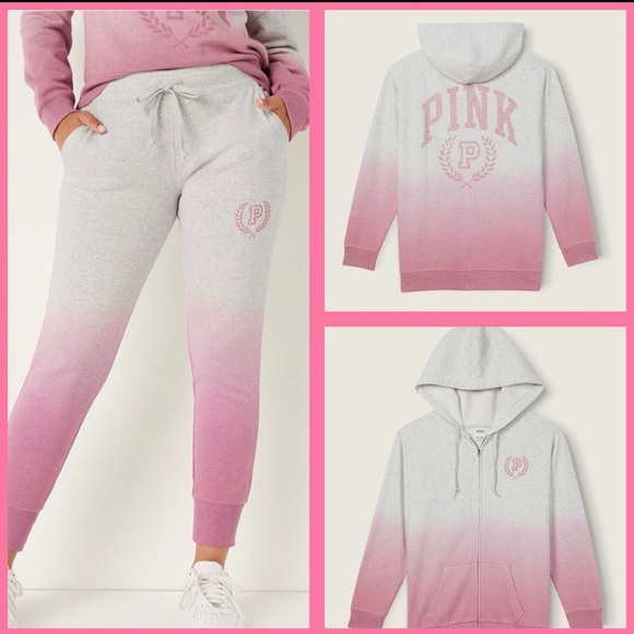 NWT VS PINK HEATHER STONE DIP DYE SET